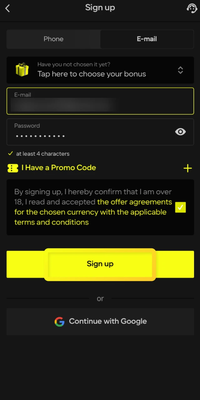 Create a new account or log into your existing one to start playing Mines on Parimatch.