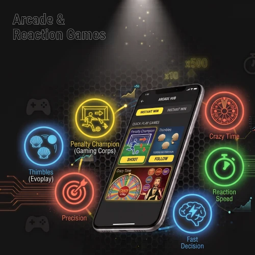 Experience fast-paced arcade and reaction games available in the Parimatch casino app.