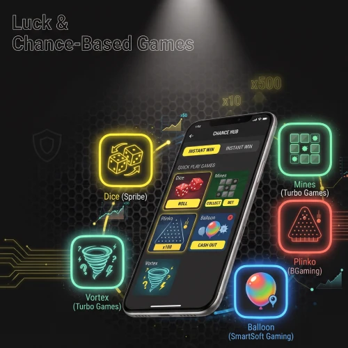 Explore exciting luck and chance-based games inside the Parimatch casino app.