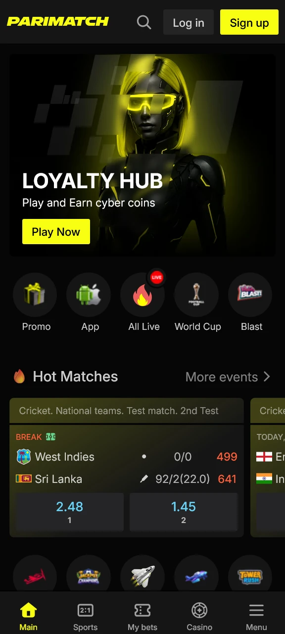 Explore the sports betting options on the Parimatch Android and iPhone app.