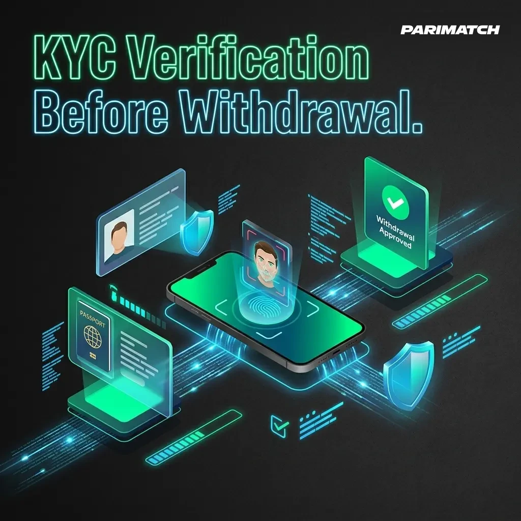 Parimatch KYC verification steps for Indian players showing document upload process in the app profile section.
