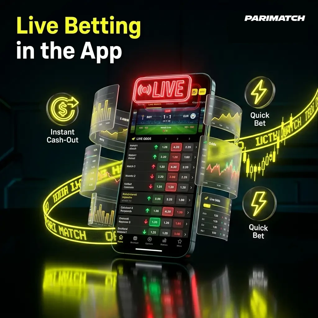Parimatch app live betting interface showing real-time cricket and football odds for Indian players with cash out option.